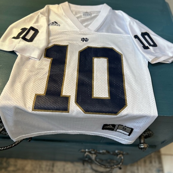 VTG Y2K Adidas White Notre Dame #10 Brady Quinn Football Jersey Youth S - Picture 16 of 17